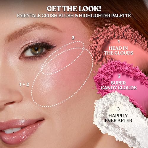 Too Faced Fairytale Crush Blush & Highlighter Set | Moon Crush Highlighter + Cloud Blush Face Palette Gift Set