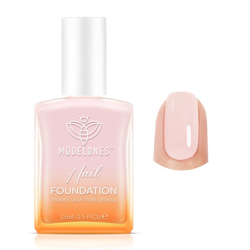 modelones Nail Strengthener Pale Pink Nail Polish Nail Repair for Damaged Nails Strengthening Polish 15ml Nail Growth and Strengthener Natural Concealer Foundation Nail Care Gifts for Women