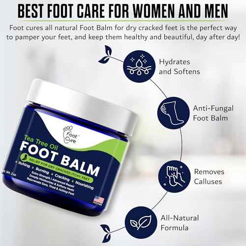 FOOT CURE Tea Tree Oil Balm ? Moisturizer for Dry Cracked Feet ? Instantly Hydrates & Soothes Irritated Skin & Athlete's Foot ? Best Foot Care for Women and Men (Pack of 2)