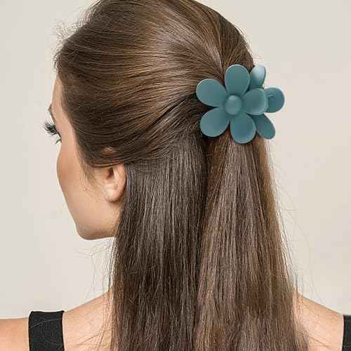 Sunolga 8PCS Hair Clips for Women, Flower Claw Clips for Thick Hair, Non-Slip Hair Accessories with Multi-Styles, Neutral Colors Variety Pack