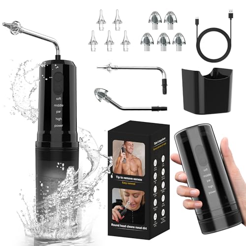Ear Wax Removal, 2 in 1 Electric Ear Cleaning Kit with 4 Pressure Modes, Portable Water Powered Ear Cleaner with Basin and Nasal Nozzles, Ear Irrigation Flushing System for Adults and Kids