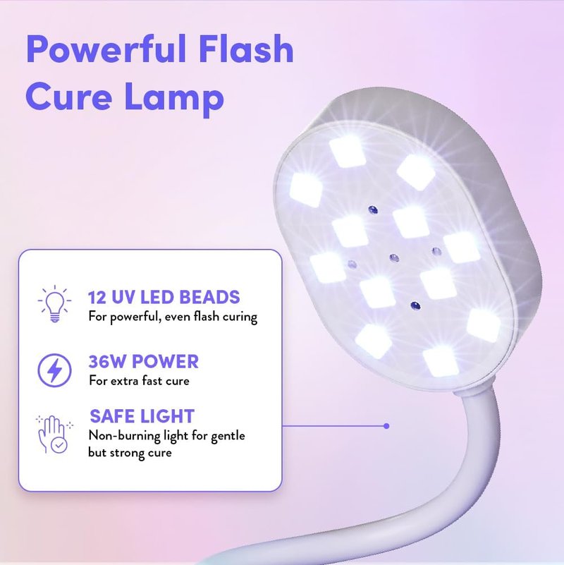 Rechargeable LED Mini UV Nail Lamp - 36W Cordless Gel Polish Dryer with 4 Timers & Auto Sensor | Portable Gooseneck Design for Home Manicure & Pedicure