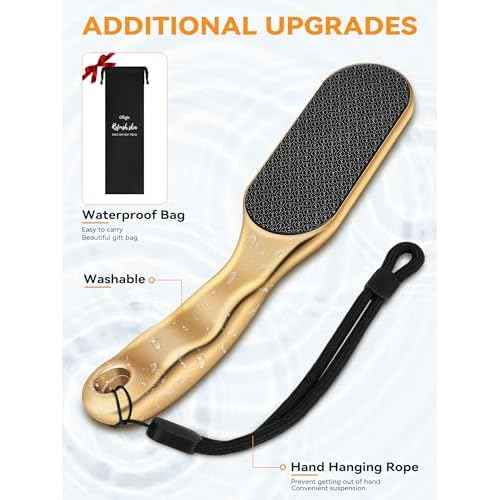 Nano Glass Foot File Foot Callus Remover Scrubber in Shower, Pedicure Tools Feet Scrubber Dead Hard Skin, Anti-Slip Handle Rope & Storage Bag Foot Files for Wet and Dry Feet Care Gift