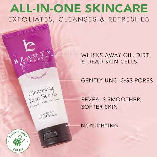 Facial Scrub Exfoliator - USA Made with Natural & Organic Ingredients, Gentle Exfoliating Face Wash for Sensitive & Acne Prone Skin, Microdermabrasion Scrub, Removes Dead Skin Cells (2 Fl Oz)
