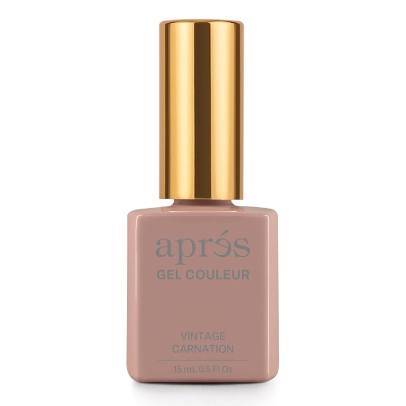APRÉS Gel Couleur Trio Set - Gel Nail Polish Bundle with Base & Non-Wipe Top Coat | Vintage Carnation (15ml)