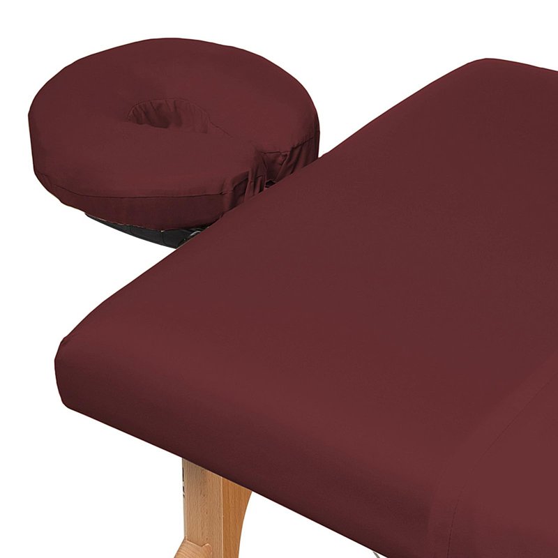 Saloniture 3-Piece Microfiber Massage Table Sheet Set - Premium Facial Bed Cover - Includes Flat and Fitted Sheets with Face Cradle Cover - Burgundy