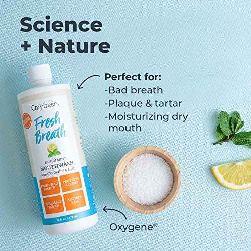 Oxyfresh Lemon Mint Fresh Breath Mouthwash ? Bad Breath Treatment ? SLS & Fluoride Free ? Alcohol Free, Gentle Nonburning with Xylitol & Essential Oils ? Pro Size Gallon 128 oz