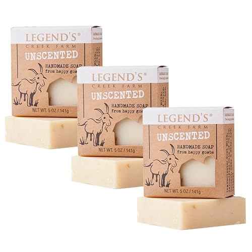 Legend's Creek Farm Goat Milk Soap - Cleansing Moisturizing Bar for Hands and Body - 5 Oz Creamy Lather, Nourishing, Gentle Natural Soap for Sensitive Skin, Handmade in USA (Unscented, Pack of 3)
