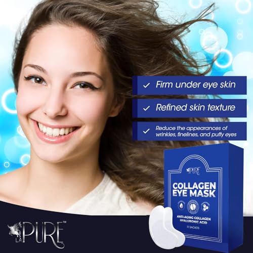 LA PURE 24k Gold Under Eye Mask for Dark Circles and Puffiness, Revitalizing & Non-Irritating Anti Aging Eye Patches with Hyaluronic Acid & Collagen - Dermatologically Tested - 15 Pairs Eye Gel Pads