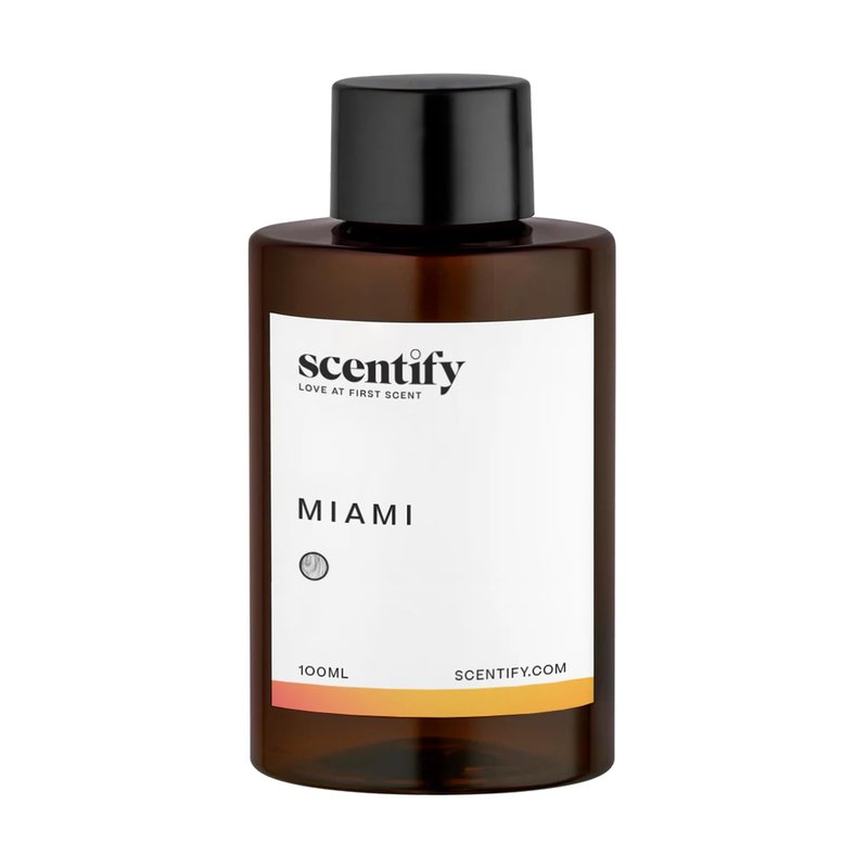 Scentify Miami Aroma Oil Refill Scent for Oil Diffusers - Creamy, Cashmere, Sandalwood, Musk Scents - Luxurious Relaxing Aromatherapy Diffuser Fragrance 100ml, 3.38 oz