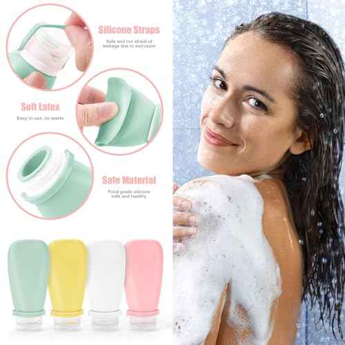 18 Pcs Travel Bottles Set for Toiletries, TSA Approved Travel Size Containers with Bandage Silicone Squeezable for Shampoo Conditioner Lotion Body Wash (Multicolour+White Bag)