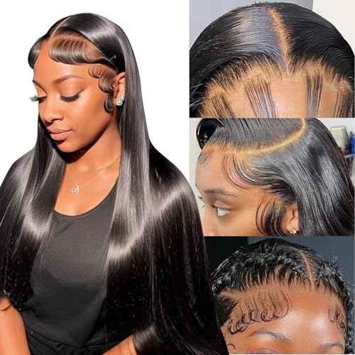 13x4 Lace Front Wigs Human Hair 26 Inch 220 Density Straight Glueless Wigs Human Hair Pre Plucked With Baby Hair