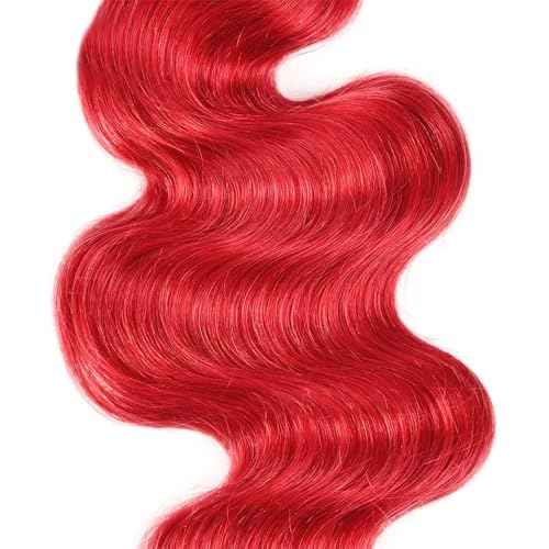 Red Bundles Human Hair Body Wave Bundles 24 26 28 Inch 3 Bundle Unprocessed Brazilian Virgin Hair Red Body Wave Human Hair Extensions 50 Gram Per Bundle