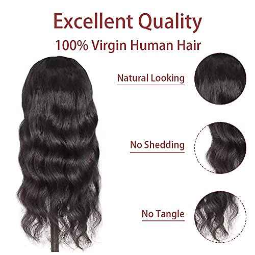 feibin Headband Wig Human Hair Wigs for Black Women Human Hair Headband Wig Body Wave 22 Inch Wear and Go Wigs Glueless Human Hair Wig Machine Made None Lace Front Wig Natural Color 150% Density