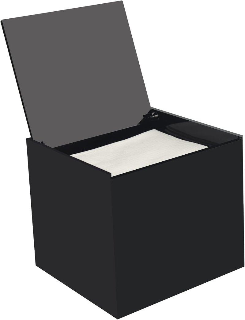 Disposable Face Towel Storage Box - Acrylic Holder for XL Facial Towels | Sleek Black Design