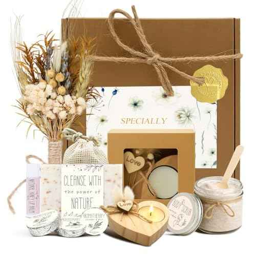 Spa Gifts for Women - Mothers Day Gifts for Mom, Self Care Kit, Birthday Anniversary Care Package Ideas for Wife Girlfriend Her from Daughter Husband Friend, 8PCS Items with Natural Themed