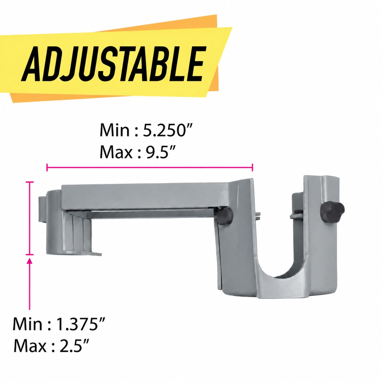 2-Pack Poolside Cup Holders for Square-Top Above Ground Pools, Adjustable Fit for Wide Edges, Non-Slip Silicone Grips, Fits Tumblers & Drink Bottles, Use on Deck, Boat & Patio, Silver Grey