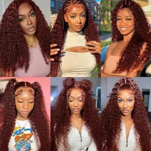 Copper Red Kinky Curly Bundles Reddish Brown Bundles Human Hair 30 30 30 inch Unprocessed Brazilian Virgin Color 33 Kinky Curly Human Hair Extensions