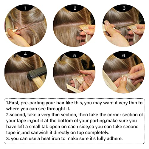 Seamless Invisible Leather Knitted Hair Extensions Pu Leather Knitted 100% Human Hair 24 Inches # 60 Platinum Blonde Hair 50g 20 Pieces