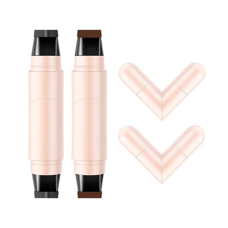 Dulele 2PCS Gel Eyeliner Pencil Set, Foldable Eyeliner Stamp for Perfect Wings, Double-headed Lazy Cat Eye Eyeliners Tool, Waterpoof Black & Brown Eye Liner Pencil