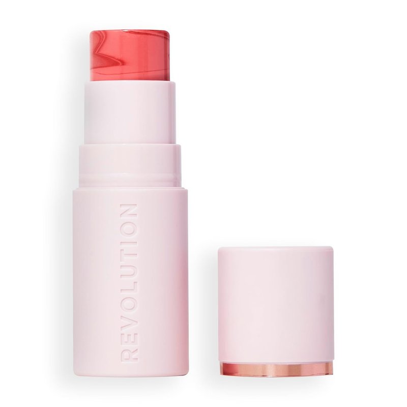 Revolution Beauty London Skin Silk Marble Blush Stick - Buildable Cream-to-Powder Formula for Cheeks, Eyes & Lips | Vegan & Cruelty-Free, 0.15 oz