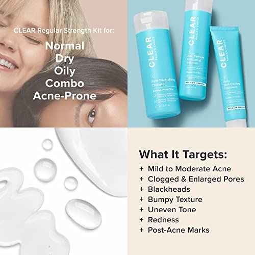 Paula's Choice CLEAR 3-Piece Acne Kit, Includes Daily Cleanser, 2% Salicylic Acid Exfoliant & Benzoyl Peroxide Treatment, Prevents & Treats Mild to Severe Acne & Breakouts, Fragrance-Free, Set of 3