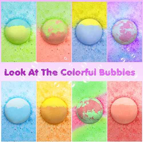 Bath Bombs for Kids with Surprise Toys Inside, 8 Pcs 3.5 Oz Light Up Bath Bombs Gift Set with Essential Oils, Handmade Spa Moisturizing for Women Relaxing, Birthday, Party, Christmas
