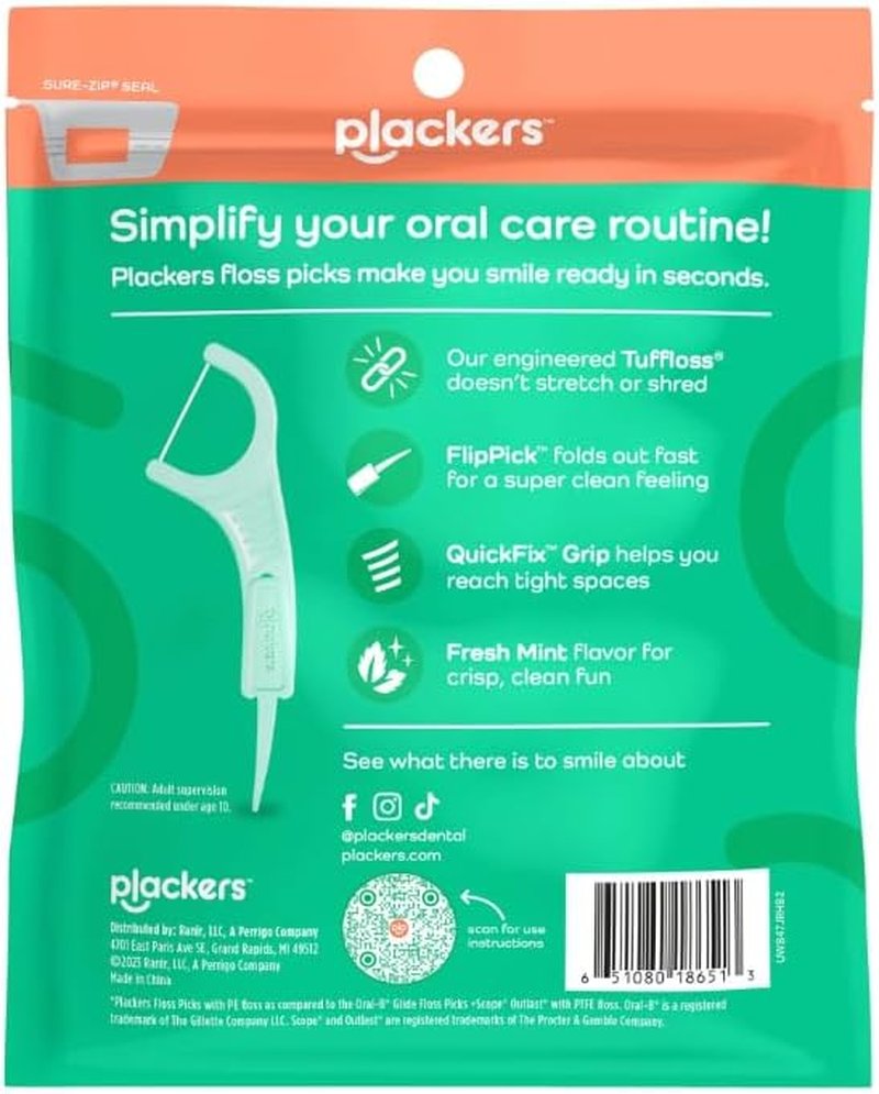 Plackerrs Micro Mint Dental Floss Picks - Fresh Mint Flavor | 150 Count Pack