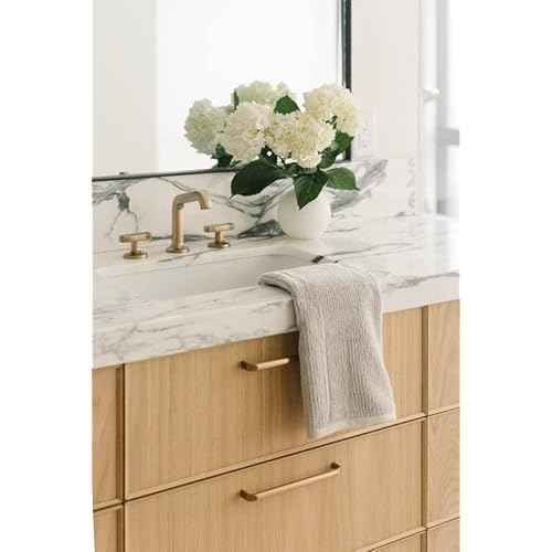 Cozy Earth Ribbed Hand Towel Set - 60% Cotton 40% Viscose from Bamboo Hand Towels - Soft & Absorbent Textured Ribbed Pattern - 2 Pack Light Grey