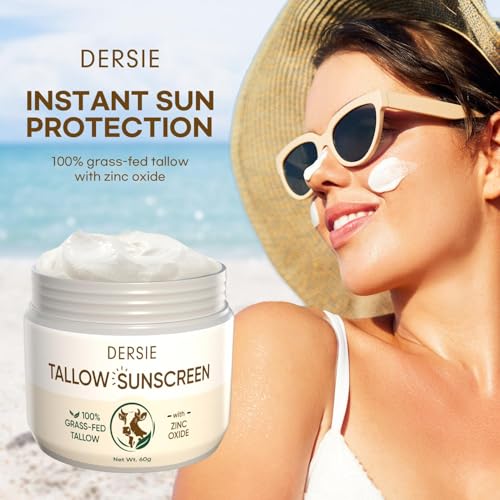 Tallow Sunscreen & Tallow Balm Set: 100% Grass-Fed Beef Tallow Sunscreen Balm with Zinc Oxide + Whipped Tallow Moisturizer ? Daily Sun Protection & Deep Hydration for Sensitive Skin, Face & Body