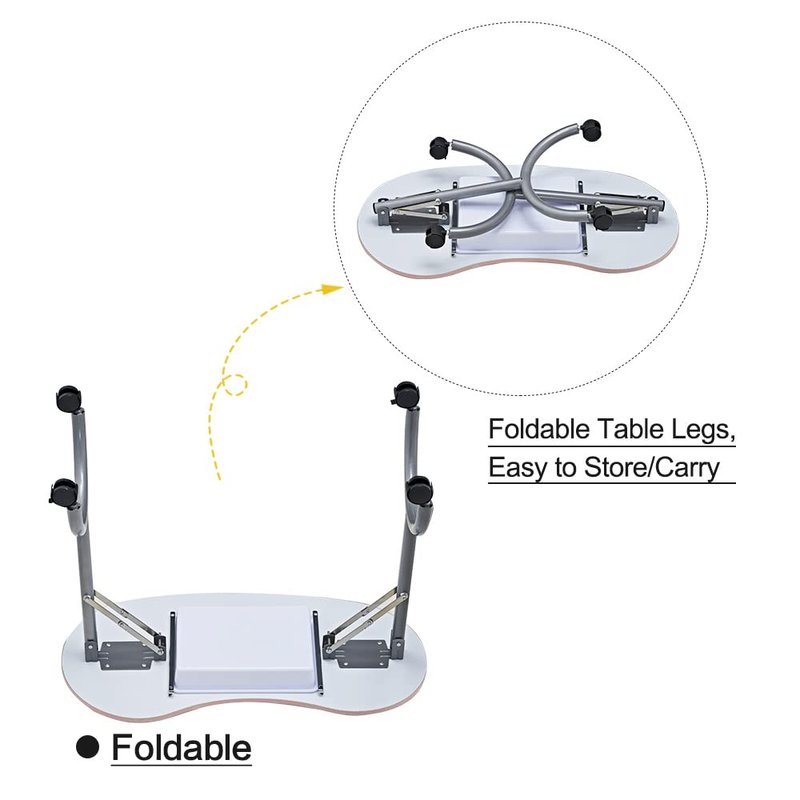 CHAOEEMY Portable Manicure Table，Folding Nail Desk for Teach with Large PP Plastic Drawer、LED-Light、Wrist Rest、Carry Bag for Home Manicure、spa Salon、professtional Nail Painting、Tattoo,Pink