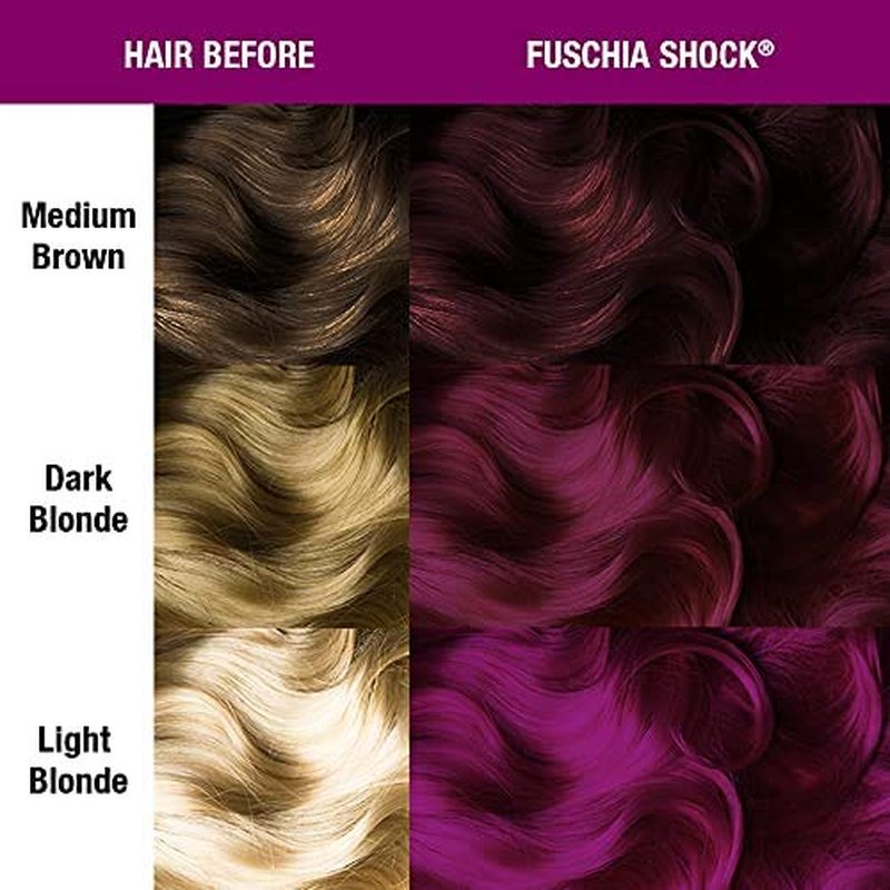MANIC PANIC Classic Fuschia Shock Hair Color - Dark Pink Semi-Permanent Dye | Vegan & Cruelty-Free, Lasts 4-6 Weeks (3 Pack)