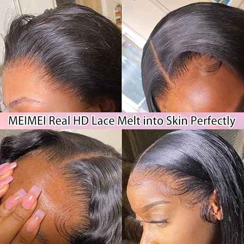 MEIMEI SKINLIKE Real HD Lace Wig Loose Deep Wave Lace Front Wigs Human Hair Pre Plucked Bleached Knots 200% Density Ultra-thin Invisible HD Lace 13x4 Loose Wave Wigs Human Hair for Women