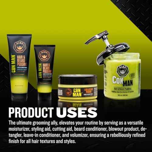 GIBS Con Man Hair & Beard Pudding - Leave In Conditioner - Curl Definer - Moisturizer - 3.25 oz Travel Size