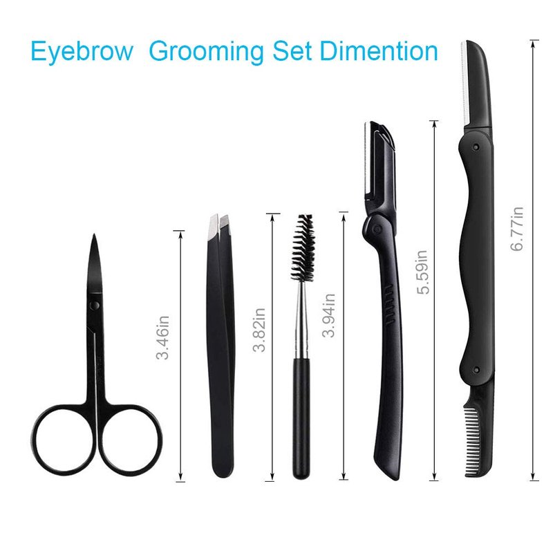 Eyebrow Razor, 5-in-1 Eyebrow Kit, Professional Eyebrow Grooming Set, Eyebrow Trimmer Set for Women and Men, Including Brow Razors Trimmer, Brush, Eyebrow Scissors, Slant Tweezers