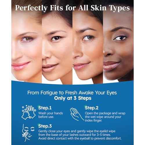 60-Count Eyelid Cleansing Wipes for Dry Eye & Blepharitis, tea tree oil Pre-Moistened Hypoallergenic EyeWipes for Sensitive Itchy Eyes, Individually Wrapped Eyelid Wipes Travel Essentials