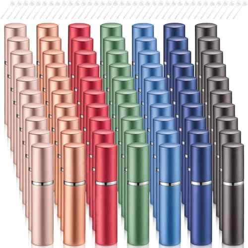 140 Pcs Perfume Travel Refillable Atomizers Bulk Mini Atomizer Sprayer with Perfume Refill Pump Dispenser Pump Transfer Tool (Morandi Color,5 ml)