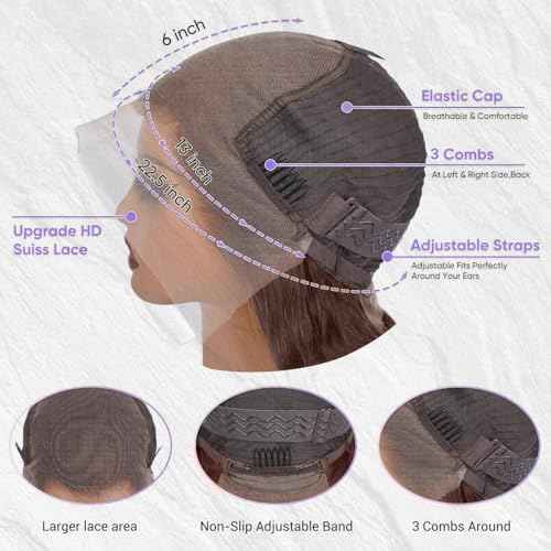 Chocolate Brown Lace Front Wig 220% Density Brown Wig Human Hair 13x6 Hd Lace Front Wigs Human Hair Pre Plucked with Baby Hair 28 Inch Brown Loose Body Wave Human Hair Wig for Women