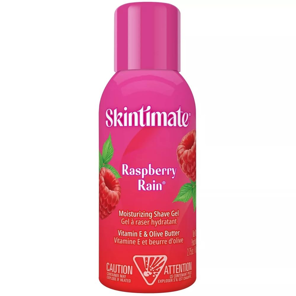 Skintimate Moisturizing Shave Gel for Women - Raspberry Rain with Vitamin E & Olive Butter | 2.75 Ounce