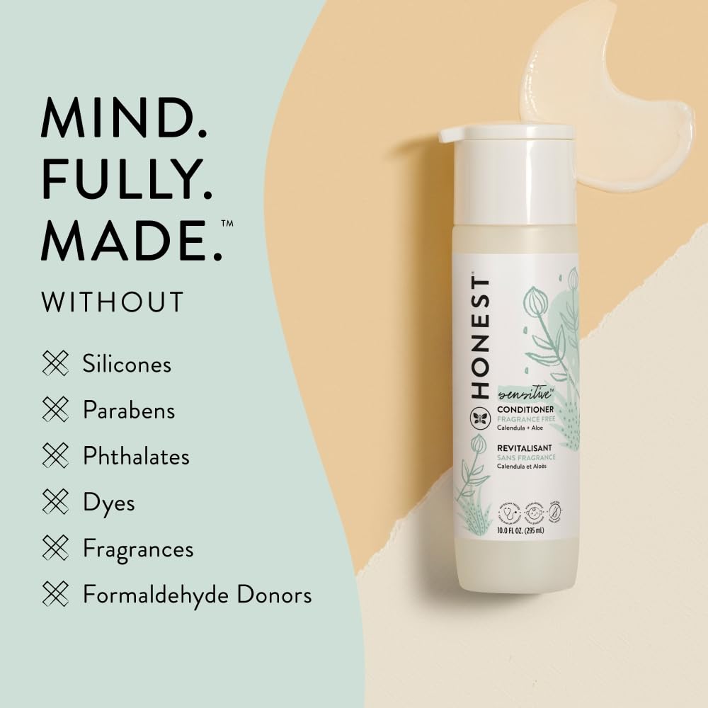 The Honest Company Silicone-Free Conditioner - Gentle & Hypoallergenic | Fragrance-Free, 10 fl oz