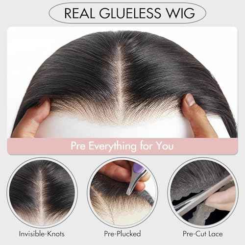 Wear and Go Glueless Bob Wig Human Hair Pre Plucked Pre Cut 4x4 HD Transparent Lace Front Wigs for Black Women Straight Short Bob Wigs Human Hair 180 Dentisty Natrual Color 10 Inch