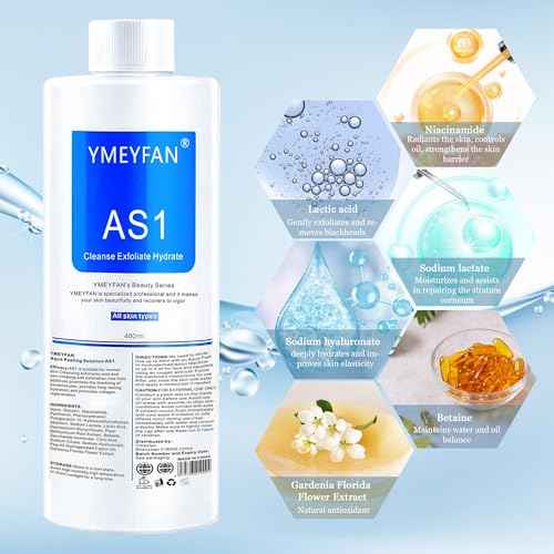 YMEYFAN AS1 Solution for Hydrate Facial Machine (English Ver.), AS1 SA2 AO3 Aqua Peeling Solution for Hydrogen Oxygen Facial Machine, Nourishing Exfoliate Serums for Face Skin Care(400ml x 3Bottles)