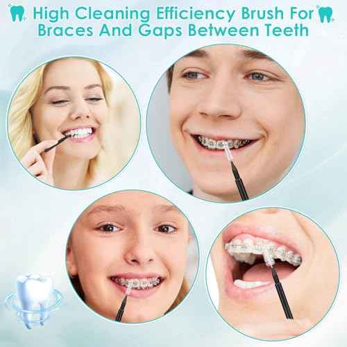 Lezmarket 300PCS Interdental Brushes for Braces, Soft and Bendable Dental Brush for Orthodontic Braces, Braces Cleaner Brush Tooth Pick Teeth Flossers Brushes for Teeth (Black)