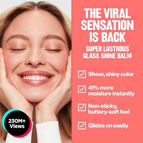 REVLON Super Lustrous Glass Shine Balm Gift Set, 3-Piece, Lipstick Multipack, Hydrating Tinted, Sheer Glossy Finish, 003 Honey Shine, 008 Rum Raisin, 006 Girly Swirly