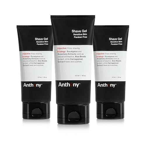 Anthony Shave Gel for Sensitive Skin ? Non-Foaming, Soothing Shaving Cream for Men and Women. With Aloe Vera Beads, Eucalyptus, Rosemary and Carrageenan Extract - 6 Fl Oz (3 Pack)