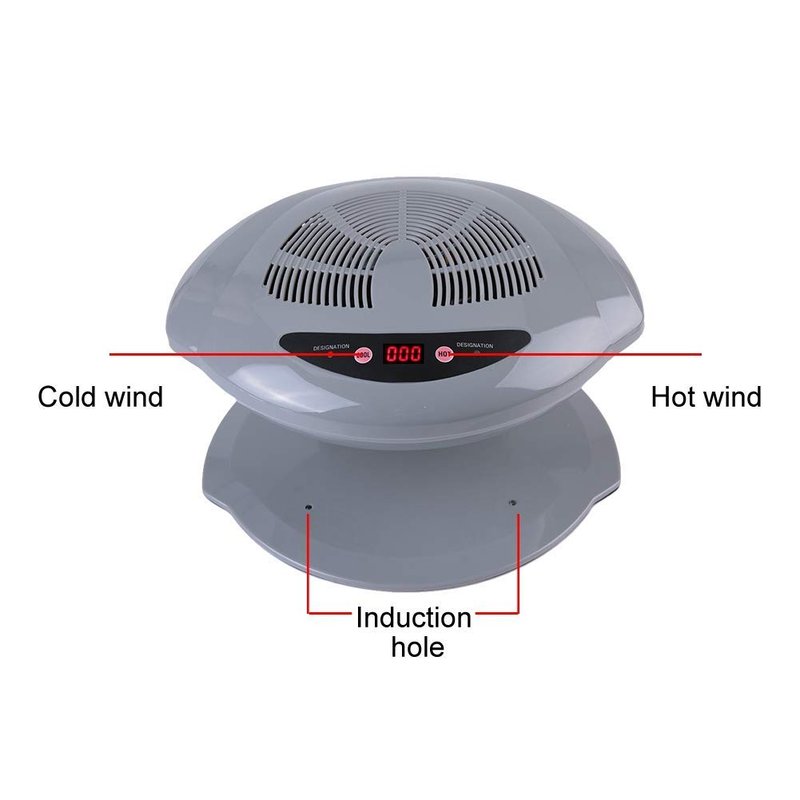 Professional Nail Dryer,Air Nail Dryer for Both Hands and Feet,400W Air Nail Fan Blow Dryer for Regular Nail Polish Automatic Cool Breeze Home and Salon Use Grey US Plug 110V