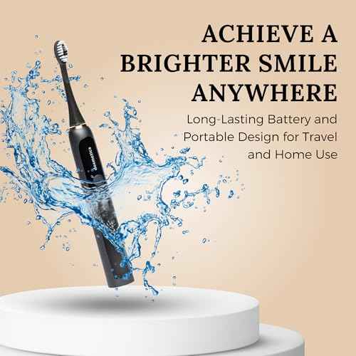 Electric Toothbrush for Adults, Sonic Toothbrush with Replaceable Heads and 15 Brushing Modes, Rechargeable Waterproof Toothbrushes for Plaque Removal with Charging Base and Travel Cap