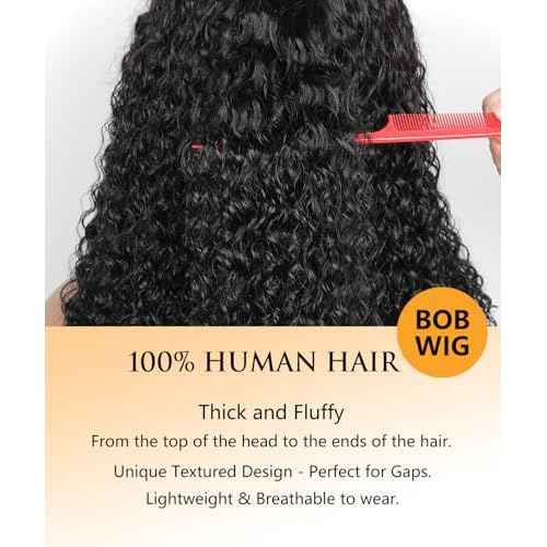 Bob Wig with Bangs Human Hair Water Wave 2x4 HD Lace Closure Front Curly Wigs Human Hair Bang Wig 220 Density Glueless Wear and Go for Beginners 100% Brazilian Human Hair for Black Women 12 Inch