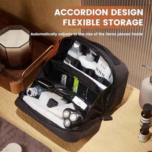 ROWNYEON Toiletry Bag for Men, Waterproof Travel Toiletry Bag with Hanging Accordion Design, Large Capacity Toiletries Bag for Easy Storage