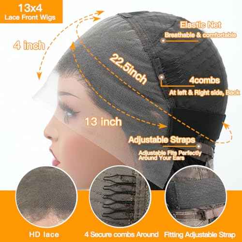Bob Wig Human Hair 13x4 Lace Front Wigs Human Hair Pre Plucked 200% Density Short Body Wave Bob Wig Natural Color Glueless Bob Wigs for Black Women 14 Inch